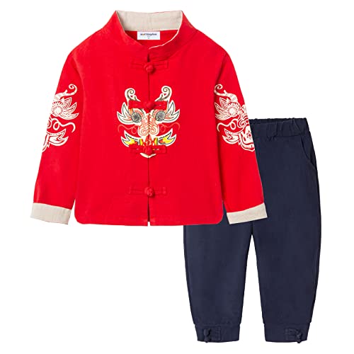 Image of Mud Kingdom Little Boy Girls Outfits Tang Style Chinese New Year Suit Traditional Sets