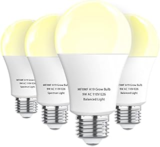 MFXMF 4 Pack LED Grow Light Bulb A19 Bulb, Full Spectrum Plant Light Bulb, 9W E26 Grow Bulb Replace up to 100W, Grow Light for Indoor Plants, Flowers, Greenhouse, Indore Garden, Hydroponic