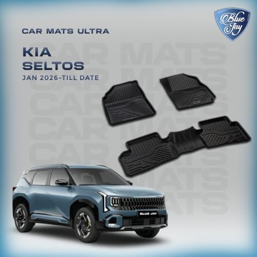 Image of Blue Jay Ultra TPE Car Floor Mats | SELTOS (2026-TILL Date) Premium Luxury Mats | Washable Waterproof All Weather Mats | Black