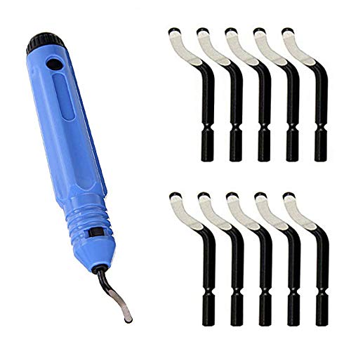 Entgrater Werkzeug, Handentgrater-Werkzeugsatz mit 11 Stück BS1010 360 ° Rotary Entgraterklingen für 3D Drucker, Kunststoff, Aluminium und Edelstahl