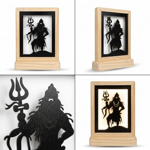 Image of Divine Shiva Backlit Table Lamp, Soothing Warm Backlight for Meditation, Durable MDF and Acrylic Construction, Includes Power Adapter, Natural, 8.25 inch (Sqr Shiva)