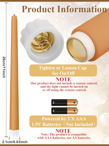 Image of Treela 24 Pcs Flameless LED Taper Candles, Fall, 11 Inch, Warm Color