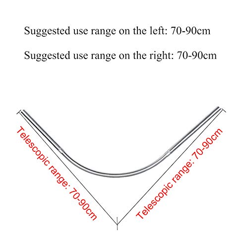 L Shaped Bastone Tenda Doccia A Pressione Angolare Telescopica Asta Barra Ad Angolo Vasca Da Bagno Senza Trapano Acciaio Inox Per Bagno,Vasca Da Bagno,Negozio Di Abbigliamento,70 to 90 x 70 to 90cm