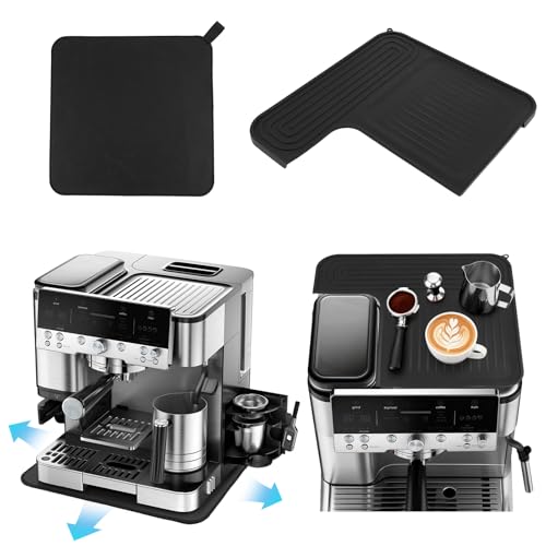 FitRepa 2 PCS Coffee Machine Mat, Sliding Mat & Food-Grade Silicone Mat for Ninja Luxe Espresso Coffee Machine ES601/ES701, 2-in-1 Anti-Slip Pad, Protects The Top Surface, Waterproof, Easy To Clean