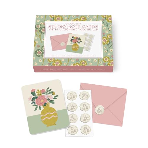 Image of Studio Oh! Blank Note Cards with Envelopes and Wax Seals, Boxed Stationery Set, All Occasion Cards for Thank You Notes, Letters, Gifts and Keepsakes, Dreaming of Flowers