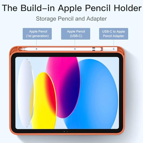 Image of Akkerds Compatible with iPad (A16) 11th Generation Case 11 Inch 2025, for iPad 10th Generation Case 10.9 Inch 2022 with Pencil Holder, Slim Trifold Stand Protective Cover with Soft TPU Back, Coral