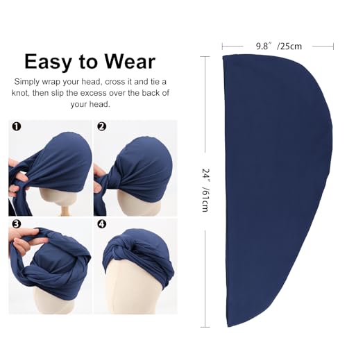 Image of DRESHOW African Turban for Women Knotted Hairwraps Headwraps Ribbed Turban Stretch Jersey Head Scarf Chemo Cancer Cap