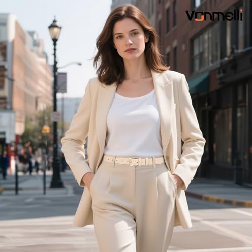 VONMELLI Womens Thin Leather Belt for Jeans Pants Dress Fashion Skinny Belt with Gold Buckle for Women2