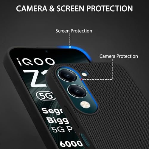 Image of TOUCCH Liquid Silicone Case Cover for Iqoo z10 Lite| Shock Proof Design & 360 Degree Protection| Premium Soft Black Cover for Iqoo z10 Lite | Silicone Sand Blast - Black