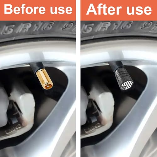 Image of Tire Valve Stem Caps, Black, 6 pcs /Pack, Anodized Aluminum Tire Valve Cap Set, Corrosion Resistant, Universal Stem Covers for Cars Trucks Motorcycles SUVs and Bikes (Black)