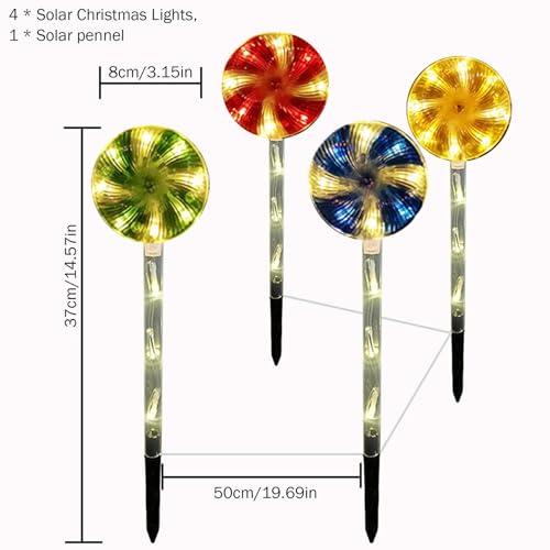 Luces de camino de Navidad con estaca solar de caramelo y LED brillante 5
