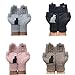 Gloves Women Cat Gloves 2 Pairs Thermal Gloves Cotton Cat and Bird Print Cute Gloves for Couples Free Size Casual Fashionable Outdoor Knitted Winter Gloves, Style1 + Black