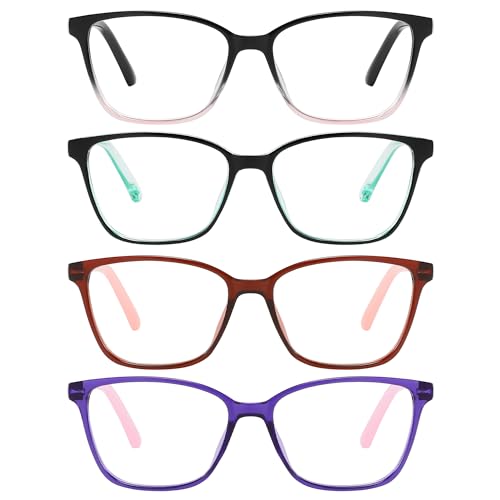 Przene 4 Pack Reading Glasses for Women Men Cat Eye Butterfly Blue Light Blocking Readers with Spring Hinges 2.75