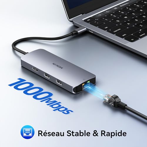 Image of Displaylink Docking Station 3 Monitors USBC Laptop Dock Dual Triple Display with 3 HDMI, 2 DP, DC Power, USB A&C for MacBook M1 M2 M3 /Dell /HP /Lenovo
