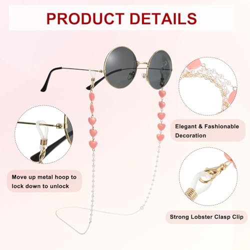 Image of uxcell Beads Eyeglass Chain, Pearl Glasses Strap Eyewear Retainer Chain Around Neck Sunglass Holder for Girls Women