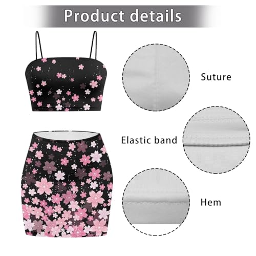 Image of Biyejit Women's 2 Piece Summer Outfits Spaghetti Strap Crop Tops and Bodycon Mini Skirt Dress Set Plus Size S-4XL