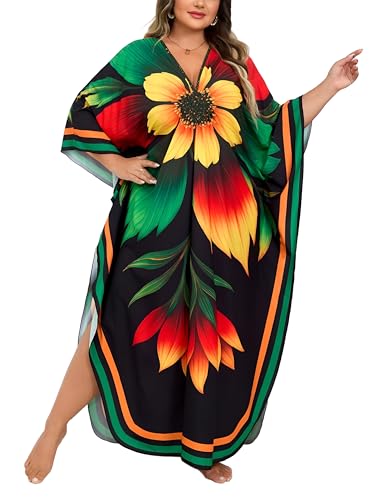 Kaftan Dress for Women - Plus Size Caftan Maxi Beach Dress Moo Moos Loungewear, Swimsuit Cover Up for Beach, Pool or Vacation