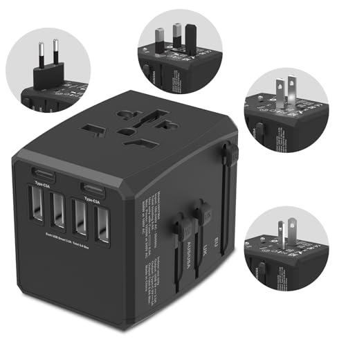 Universal Travel Adapter with 6 Ports and AC Outlet