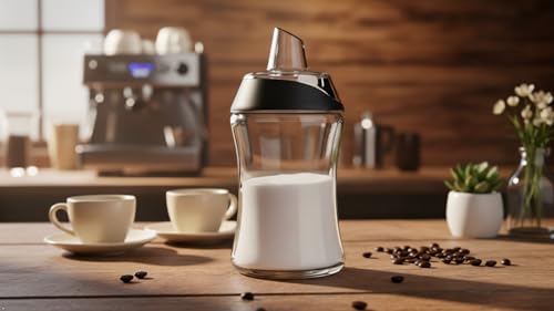 Image of J&M DESIGN Glass Sugar Dispenser with Pour Spout for Coffee Bar, Tea and Kitchen Baking, Auto-Pouring Airtight Lid - 7.5 Oz Container (Pack of 2)