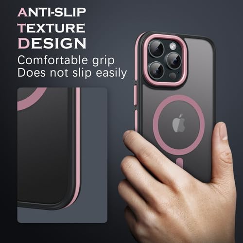 Image of YINLAI Magnetic Case for iPhone 16 Pro Max Cover, Compatible with MagSafe, Matte Slim Anti-Fingerprint Shockproof 16 Pro Max Case for iPhone 16 Pro Max Back Cover 6.9 inch, Pink