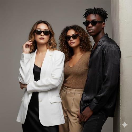 Image of IFLASH Retro Oval Cat Eye Sunglasses for Women Y2k Trendy Narrow Sunnies Designer Sun Glasses