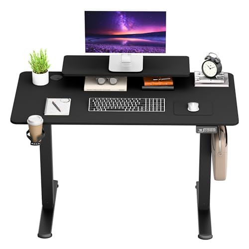 Image of Furmax Electric Standing Desk, 47 x 24 Inches Sit Stand up Desk, Sit Stand Height Adjustable Home Office Desk with Monitor Stand (Black, 47)
