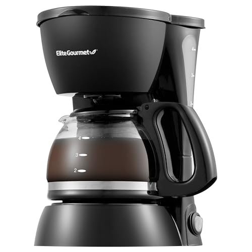 Elite Gourmet EHC4128 Automatic 4-Cup Brew & Drip Coffee Maker with Pause N Serve, Glass Carafe, Reusable Filter, On/Off Switch, Keep Warm, Water Level Indicator, Black by Elite Gourmet - Used condition - US$15.00