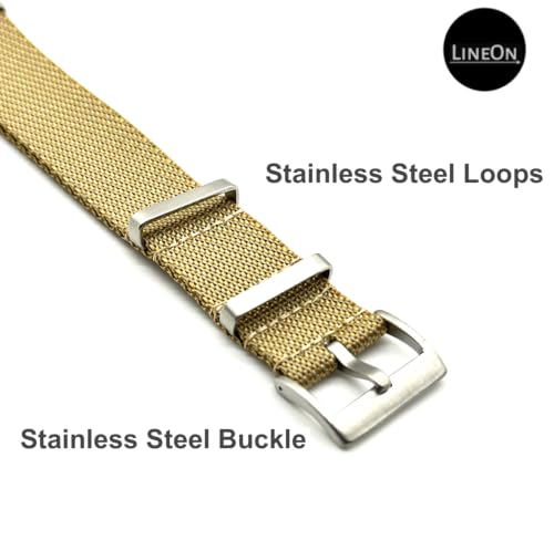 Image of Lineon 20mm & 22mm Stainless Steel 304 Buckle & loop Nylon Vintage Style NATO Watch Strap ONE WAY NATO Nylon STRAP Imported Quality With Pins and Pin Remover Tool (Include)