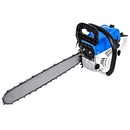 52cc Gas Chainsaw 20 Inch Power Chain Saws - 2-Stroke cordless Handed Petrol Chainsaws Gasoline Chain Saw Garden Tool for Cutting Wood Outdoor Home Farm Use (Blue)