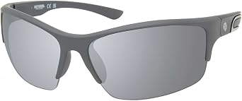 Harley-Davidson Mens Angler Wrap Sunglasses, Grey Frame with Smoke Mirror Lens, Grey, 69-09-130, gray