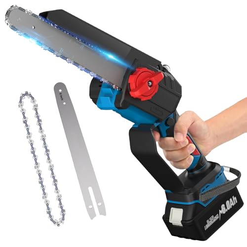 Cordless Chainsaws with 6000mAh Battery for, Mini Battery Chainsaw 8 inch for Cut Wood, Tree Trimming, Brushless Portable Electric Chain Saw for BL1830 BL1860 BL1840 BL1850