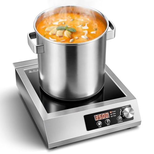 Image of 3500W Commercial Induction Cooktop with Knob & LCD Display - 10-Level Precise Power Control, Quiet Cooling System for Home Chef, Catering & Outdoor Cooking