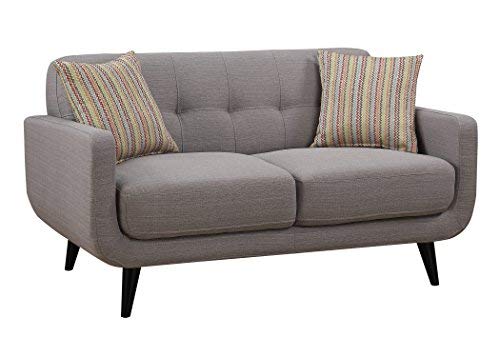 Christies Home Living 3 Piece Sofa Crystal Love Seat and Arm Chair Room Set, Gray
