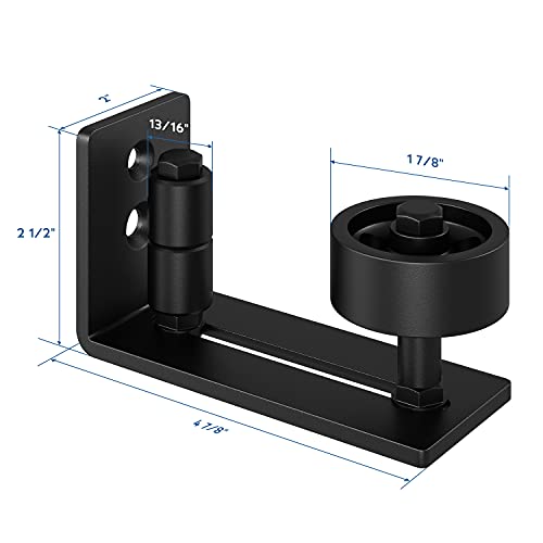 Faithland Sliding Barn Door Floor Guide, Adjustable Wall Mount Stay Roller Guide, Non-Scratch Rollers, Flush Bottom, Barn Door Panel Non-Groove, 8 Setup Options, Black #TOP4