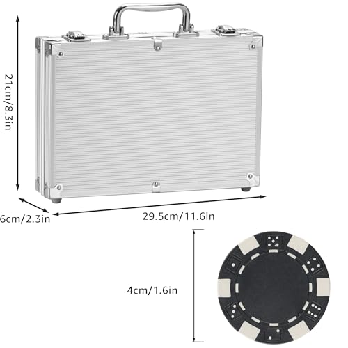 LUOBAO Poker Chips Set for Texas Holdem,Blackjack, Tournaments with Aluminum Case ,2 Decks of Cards, Dealer, Small Blind, Big Blind Buttons and 5 Dice,200 Piece Chips(11.5 Gram)
