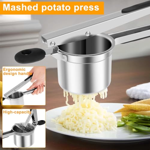 Kartoffelpresse aus Edelstahl, robuste Obstpresse und Gemüsepresse, Babynahrung Püree-Maker, leicht zu reinigen, spülmaschinenfest, Küchenwerkzeug