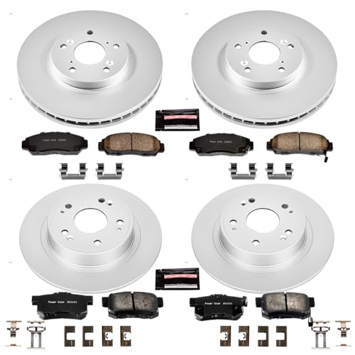 Image of PowerStop Front and Rear Brake Kit for Honda Accord 2006-07 - Fully-Coated Disc Rotors with Z17 Ceramic Brake Pads Replacement, CRK2743
