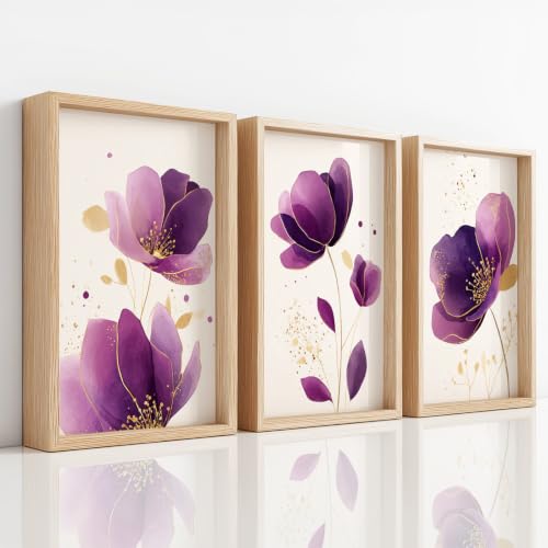 Cuadros artísticos de lujo morado y flor beige pinturas de calidad para salon y dormitorio