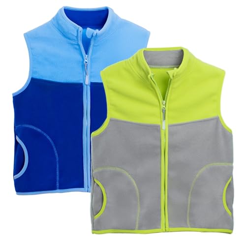 Boys Full Zip Polar Fleece Vest Sleeveless Outwear Warm Jacket with Pockets