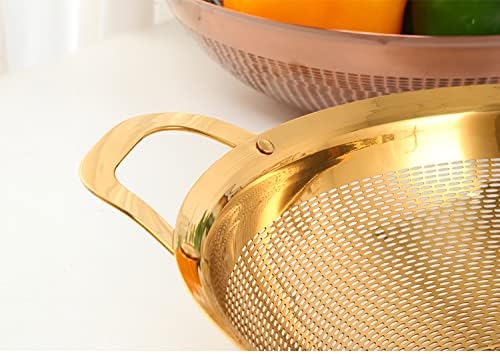 Miniatura 9 de Colador de acero inoxidable con asa y patas para pasta, espaguetis, bayas, verduras, frutas, fideos, ensaladas, colador de frutas, colador de