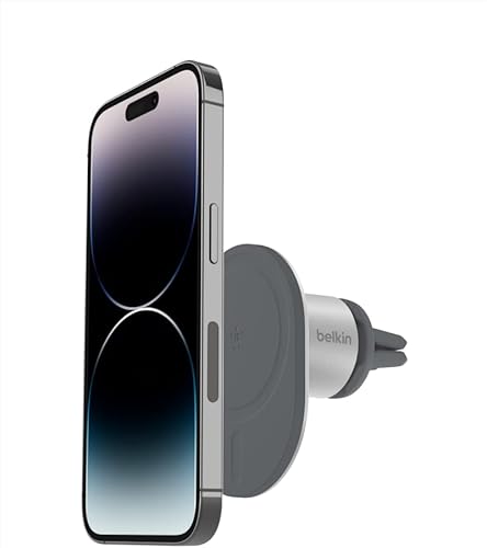 Belkin MagSafe Vent Mount Pro - Soporte de teléfono MagSafe para automóvil, soporte magnético para teléfono compatible con iPhone 15, iPhone 15