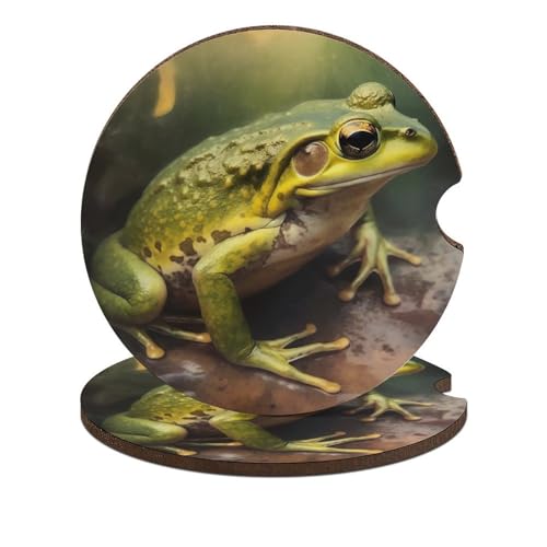 Portavasos para auto 2 unidades con diseño Frog on Stone miniatura 1
