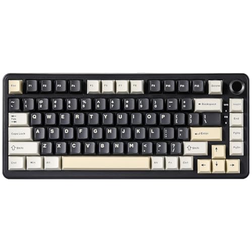 Image of YUNZII B75 Mechanical Keyboard,75% Layout with Knob,Hot Swappable RGB Backlit Gasket Mounted, Creamy Typing, Double-Shot PBT Keycaps,Cherry Profile,for Win /Mac (Black, Milk V2 Linear Switch)