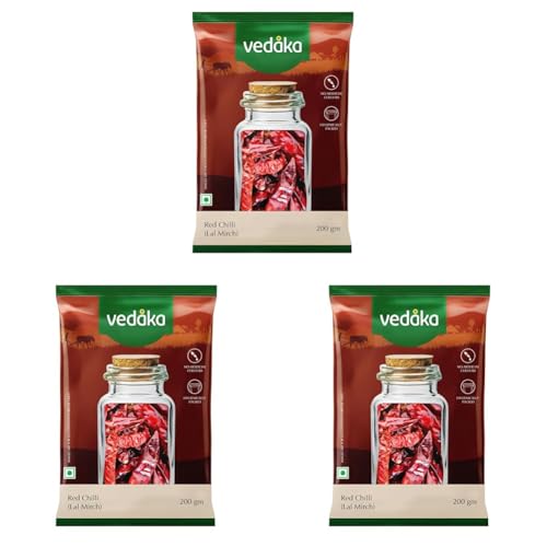 Image of Amazon Brand - Vedaka Red Chilli (Lal Mirch), 200g (Pack of 3)