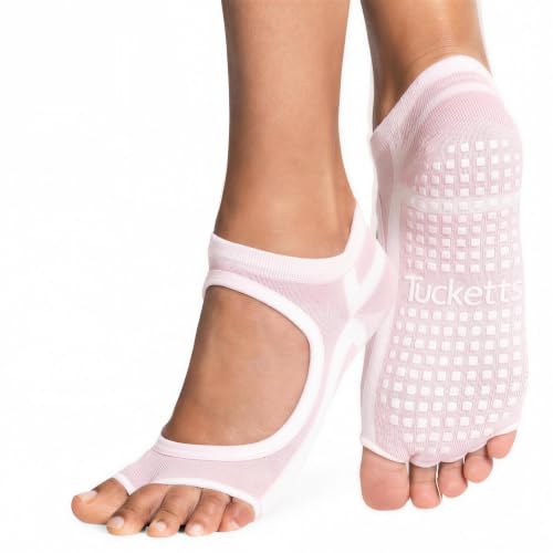 Patented Barefoot Toeless Pilates Grip Socks, Allegro, Non-Slip for Women