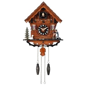 Kintrot Reloj de Cuco Reloj Tradicional de la casa de la Selva Negra Reloj de péndulo Retro de Madera Antigua Decoración de Pared