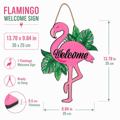 Cartel decorativo flamingo para puerta de madera miniatura 2