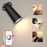 LED Wall Sconces, Smart RGB Wall Mounted Lamps with 3 Ambience Modes & 360°Rotate & Stepless Dimming