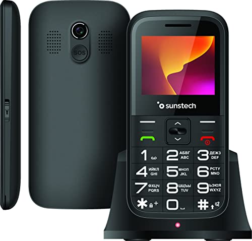 Sunstech CEL4 Seniortelefon med stora knappar och FM-radio, svart