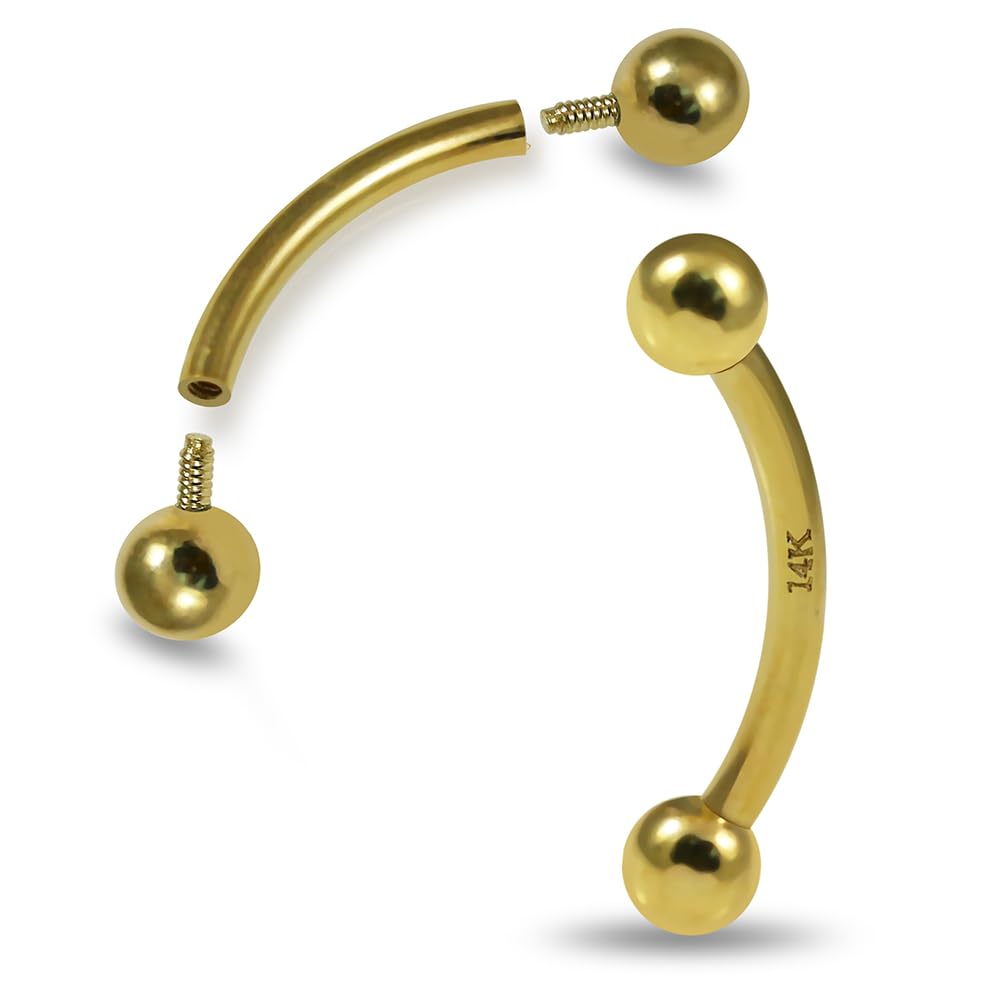 14 Karat Gelbgold, massiv, 16 Gauge, mit Kugel